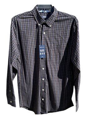 IZOD Mens LT Long Sleeve Button-Down Shirt With All-Over Stretch Plaid Pattern